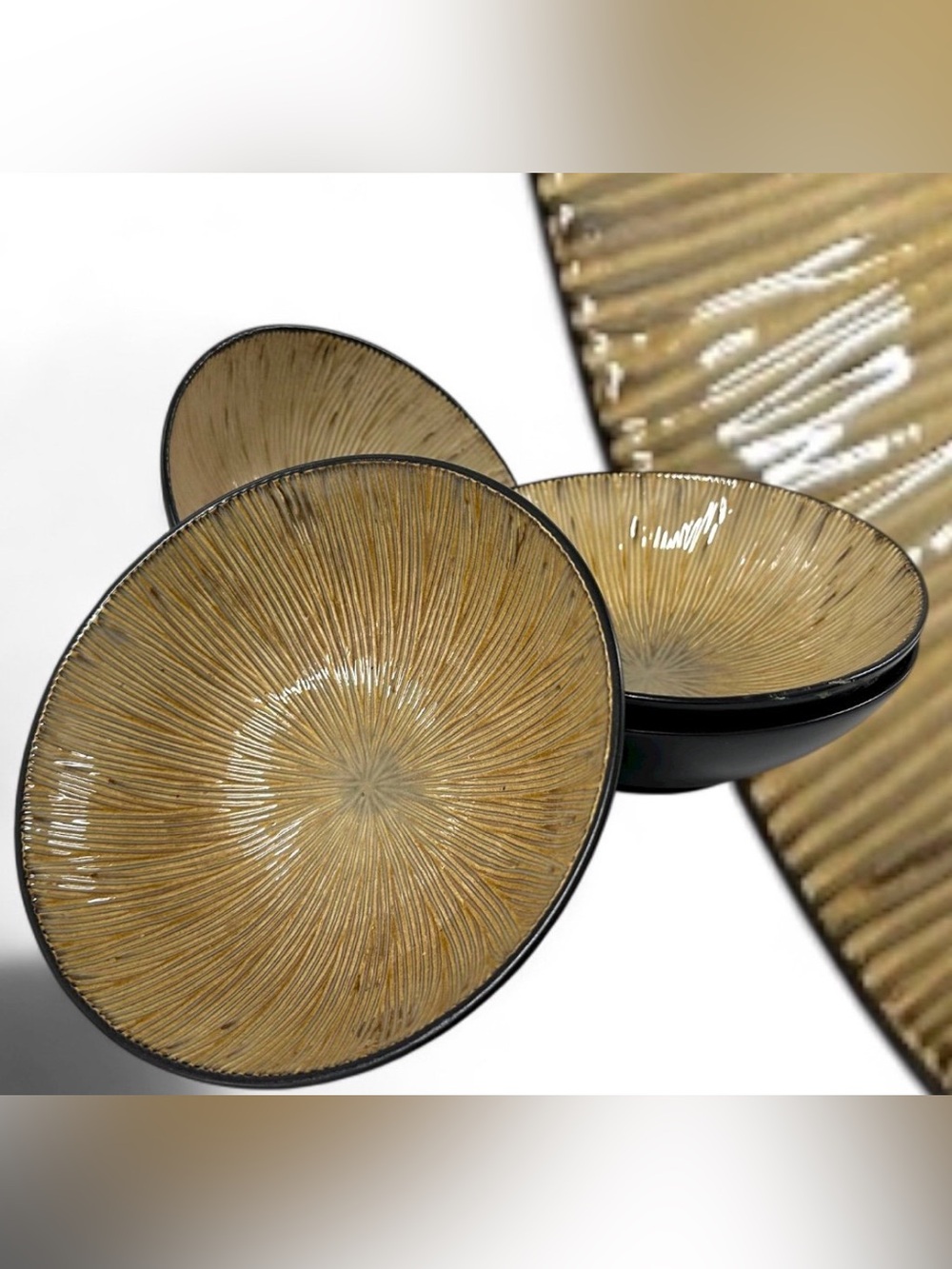 Joseph Abboud Ventana Soup Cereal Bowls 7 7/8” Brown Stoneware Set of 4